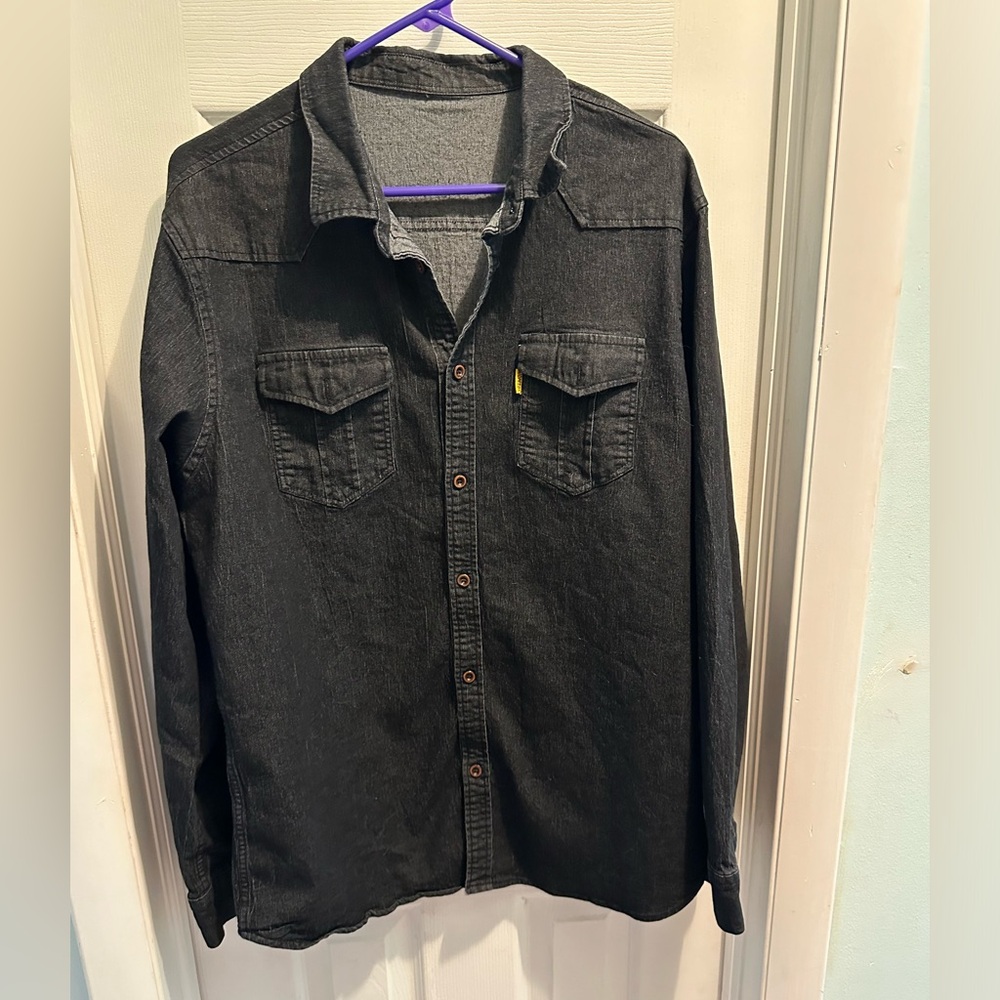 Mens black button down